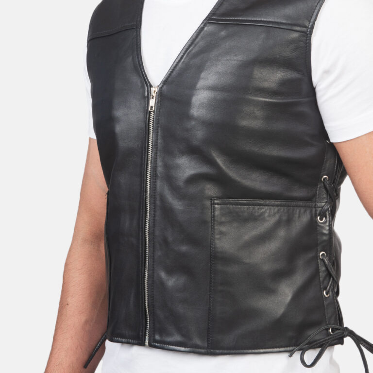 Mens Brandon Black Leather Vest_3752-9-1614233392235